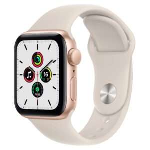 4 jaar Garantie | Refurbished Apple Watch SE (2020) 40mm, Goud Aluminium, Sterrenlicht Sportband, A-grade